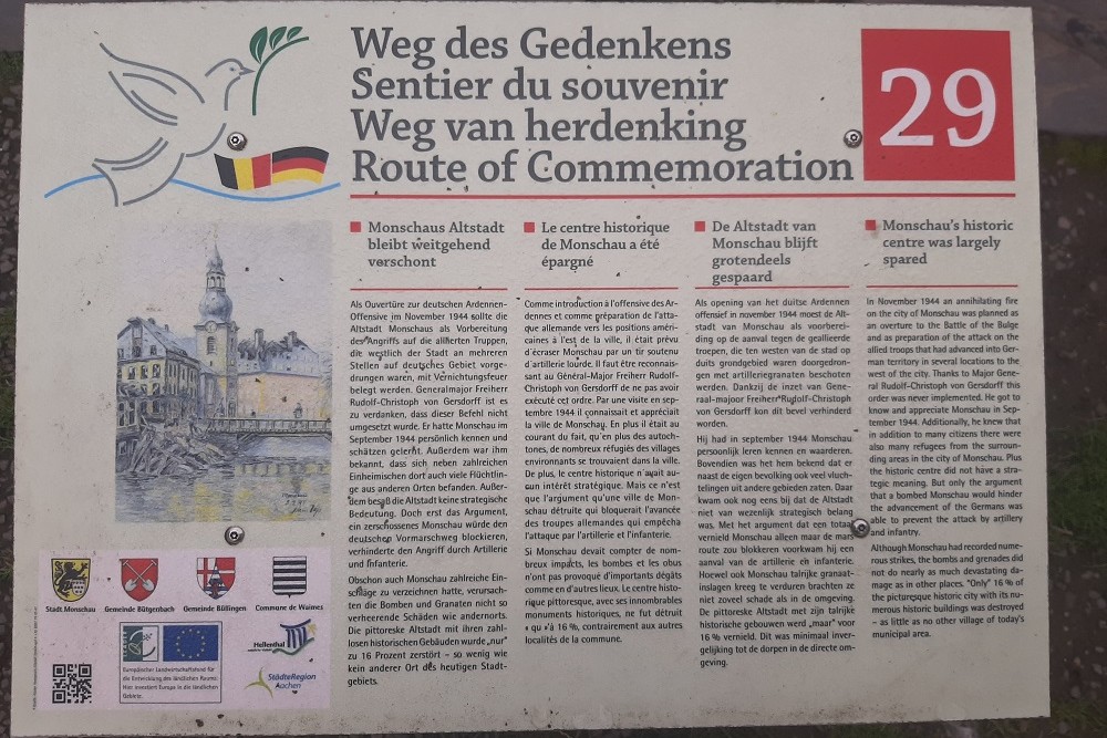 Route of Commemoration No. 29: Monschaus historic centre was largely spared