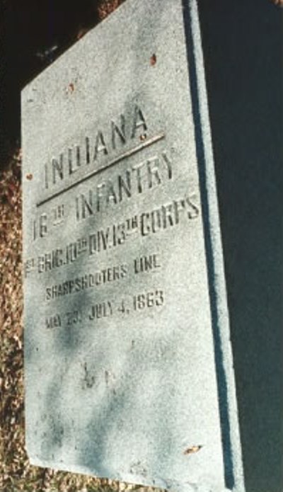 Positie-aanduiding Scherpschutterslinie 16th Indiana Infantry (Union)