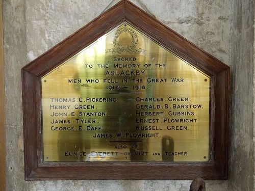 War Memorial St. James Church Aslackby