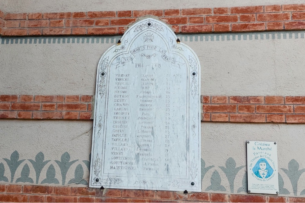 War Memorial glise Saint-Barthlemy de Grzieu-le-March #1