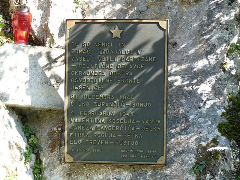 Monument Omgekomen Partizanen Planina pod Golico