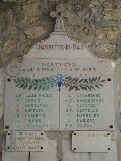 Oorlogsmonument Charritte-de-Bas