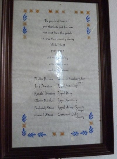 Rolls of Honour St. Peter Church Goathill