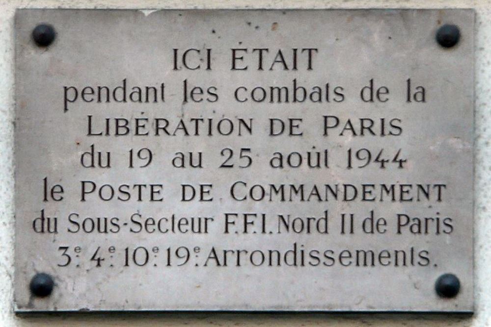 Gedenkteken Commandopost F.F.I. Nord II de Paris