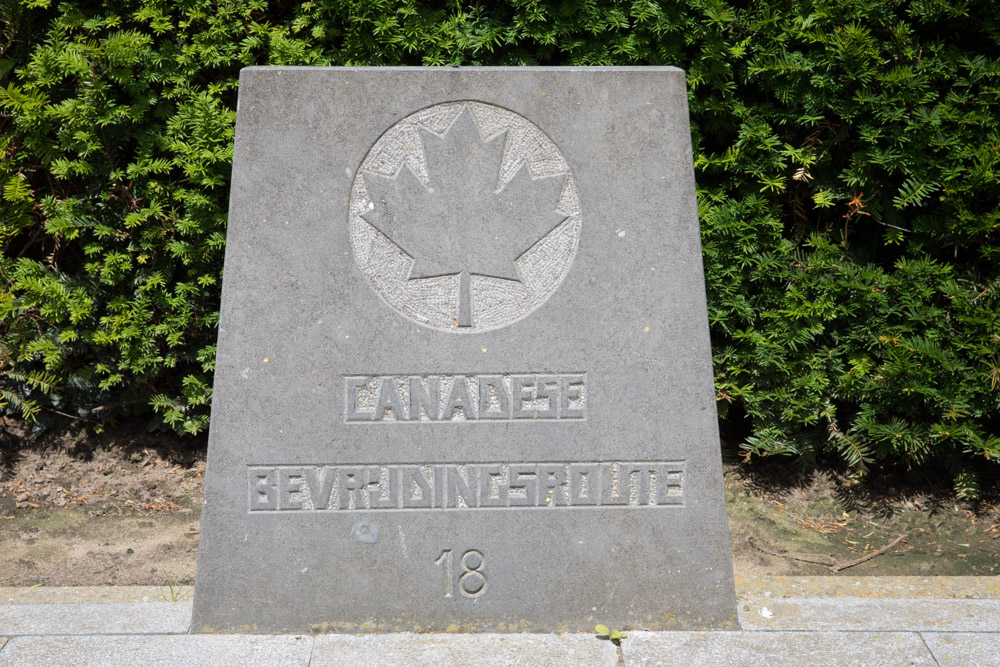 Wegmarkering nr. 18 Canadese Bevrijdingsroute