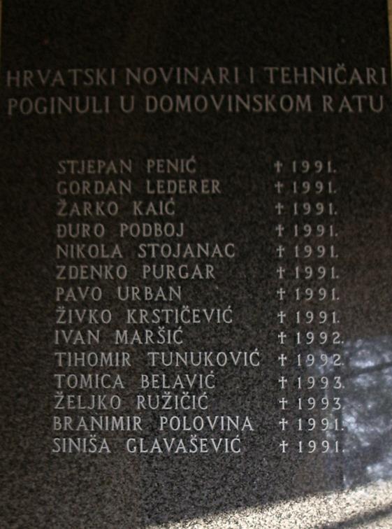 Memorial Killed Croatian Journalists and Technicians