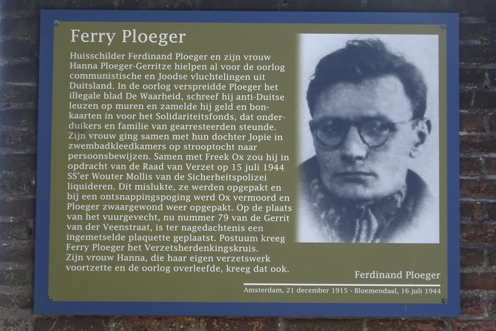 Herdenkingsborden Slotermeer Ferry Ploegerstraat