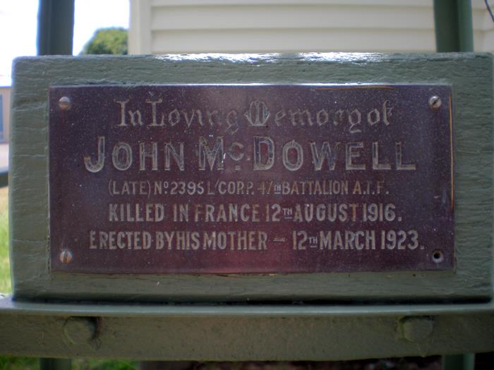 Memorial L/Cpl. John McDowell