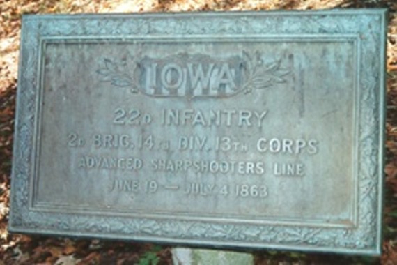 Position Marker Camp Site 22nd Iowa Infantry (Union)