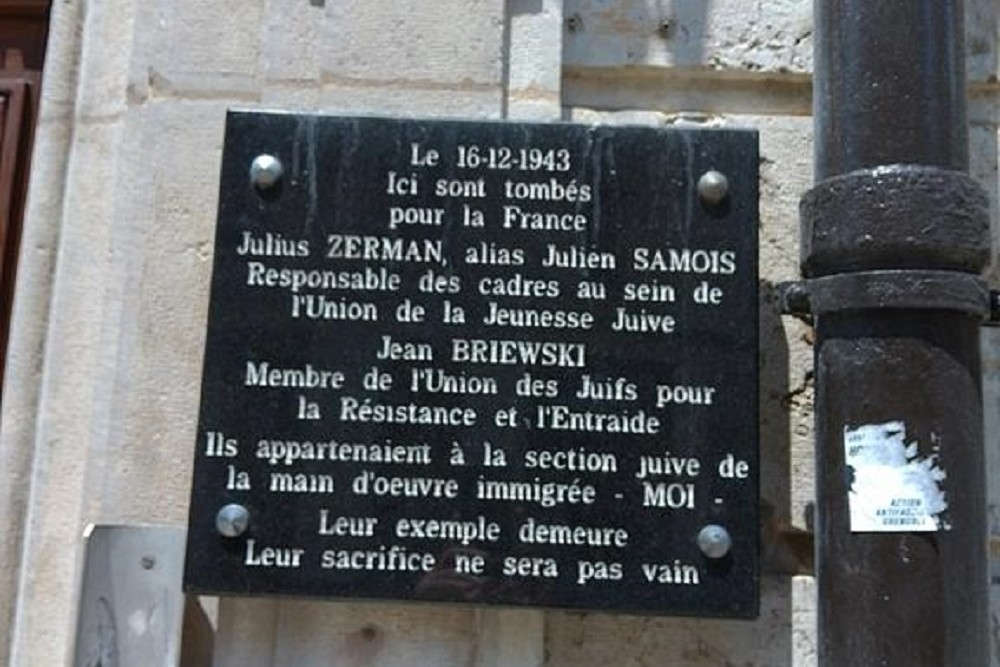 Memorial For Julius Zerman(n) And Jean Briewski  -  Grenoble