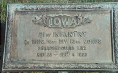 Positie-aanduiding Scherpschutterslinie 21st, 22nd en 23rd Iowa Infantry (Union)