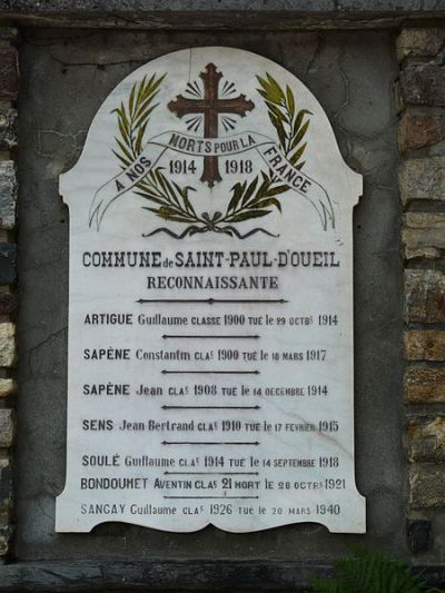 War Memorial Saint-Paul-d'Oueil