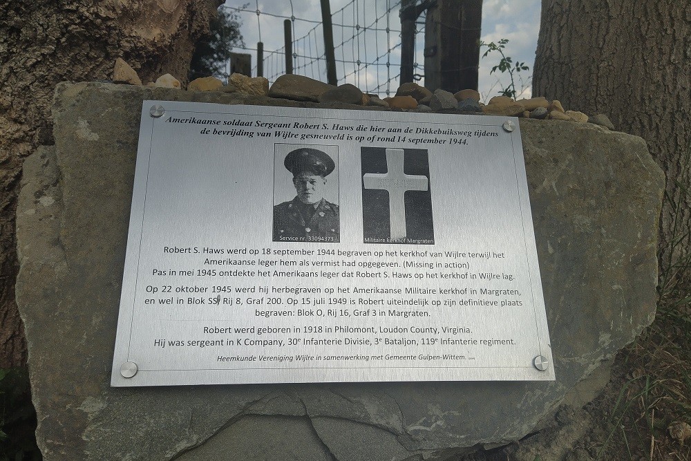 Memorial Stone Sgt. Robert S. Haws Wijlre