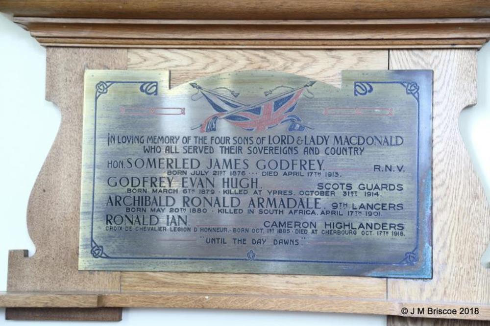 Memorial Sons of Lord and Lady Macdonald