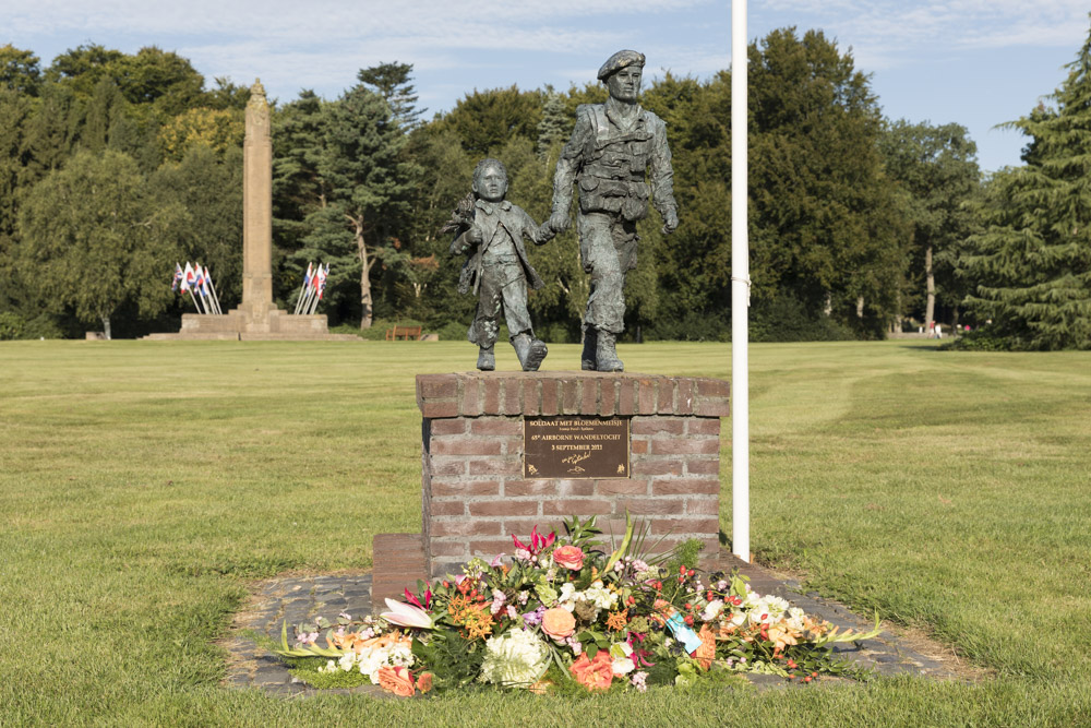 Memorial Soldier with Flower Girl