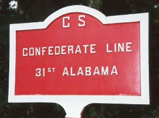 Position Marker 31st Alabama Infantry (Confederates)