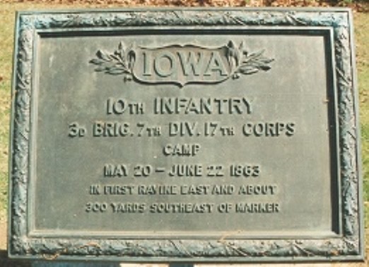 Position Marker Camp Site 10th Iowa Infantry (Union)