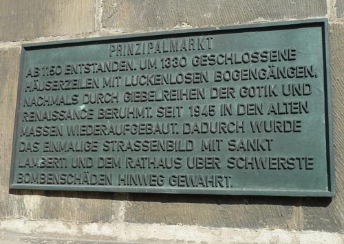 Gedenktekens Verwoesting en Wederopbouw Prinzipalmarkt / St. Lamberti Kirche Mnster
