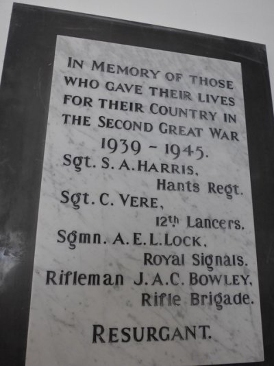 War Memorial St. Peter in the Wood Church Appleshaw #2