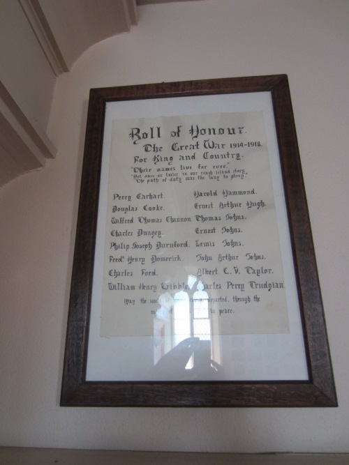 Roll of Honour First World War Portloe