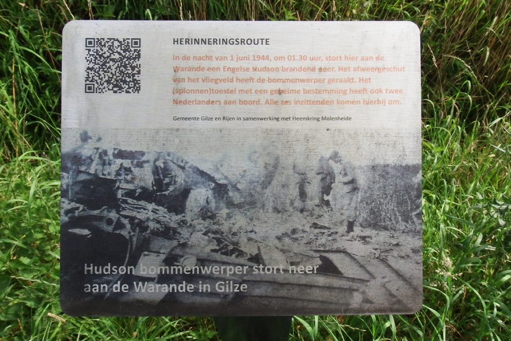 Herinneringsroute Tweede Wereldoorlog Hudson-Bommenwerper Neergestort aan de Warande in Gilze
