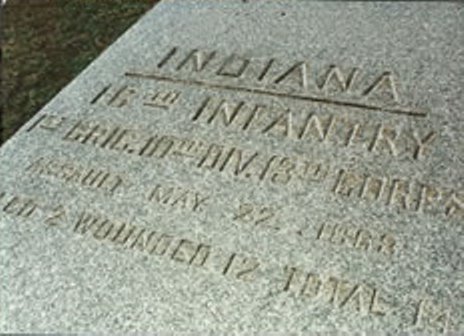 Positie-aanduiding Aanval van 16th Indiana Infantry & 23rd Wisconsin Infantry (Union)