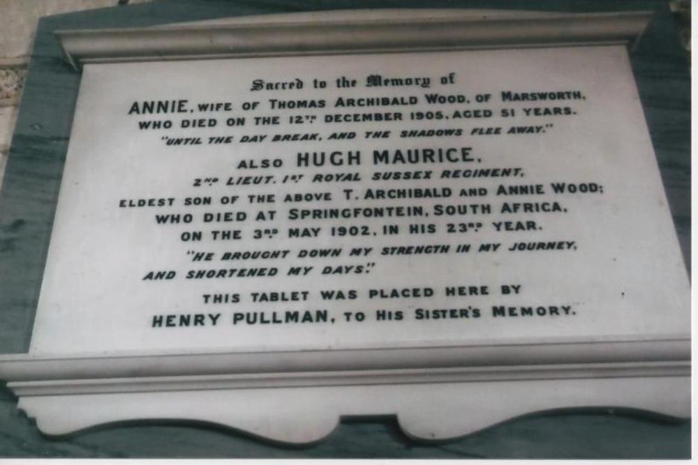 Memorial 2nd Lieut. Hugh Maurice Wood