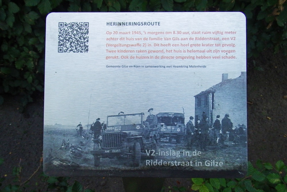 Herinneringsroute Tweede Wereldoorlog V2 Inslagen in de Ridderstraat in Gilze