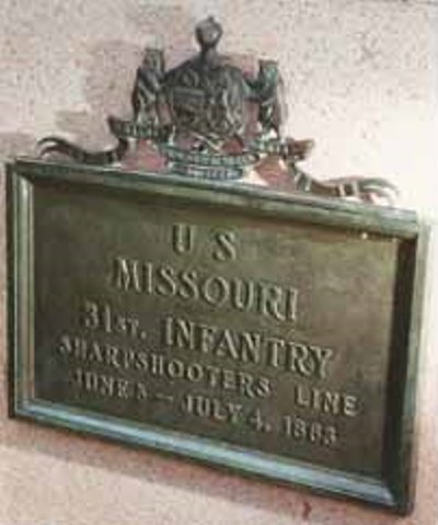 Positie-aanduiding Scherpschutterslinie 31st Missouri Infantry (Union)