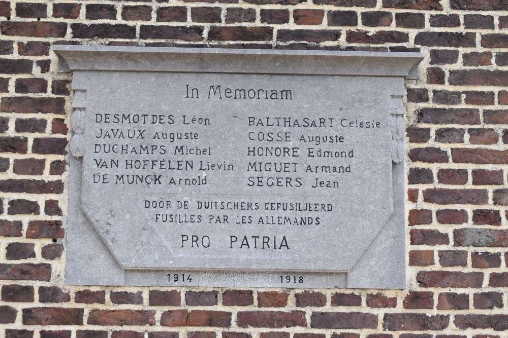 Memorial Executed Victims First World War Hasselt