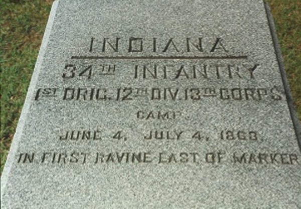 Positie-aanduiding Kamp 34th Indiana Infantry (Union)