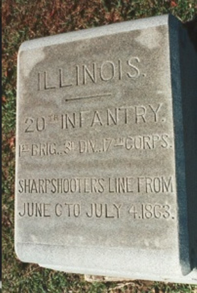 Positie-aanduiding Scherpschutterslinie 20th Illinois Infantry (Union)