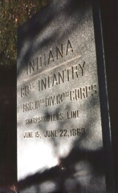 Positie-aanduiding Scherpschutterslinie 60th Indiana Infantry (Union)