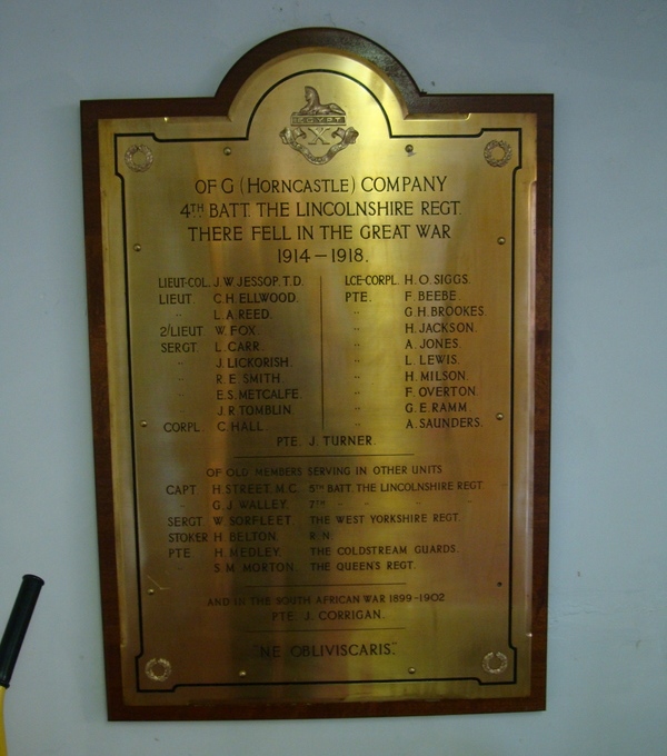 Monument G (Horncastle) Company, 4th Batt. The Lincolnshire Regt.
