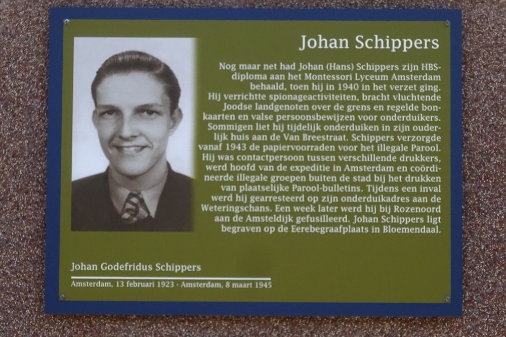 Memorial Plates Slotermeer Johan Schippersplantsoen