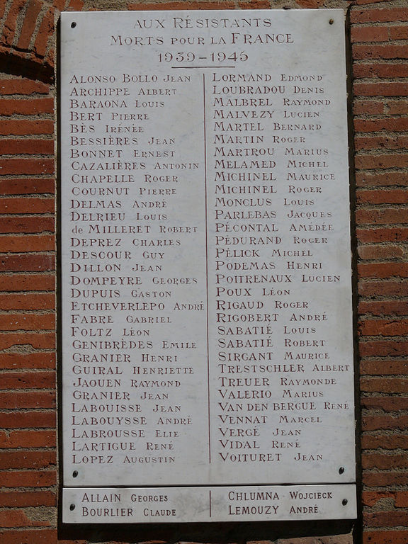 Monument Omgekomen Verzetsstrijders Montauban