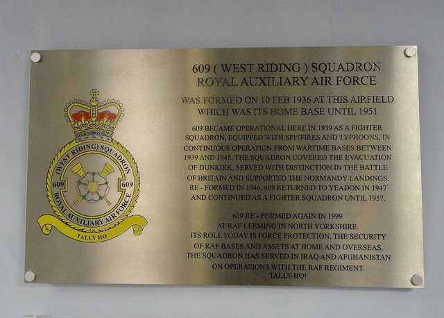 Memorial 609 (West Riding) Squadron Royal Auxiliary Air Force