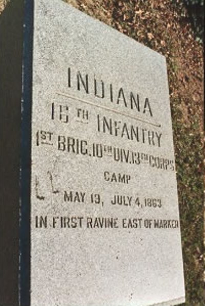 Position Marker Camp Site 16th Indiana Infantry (Union)