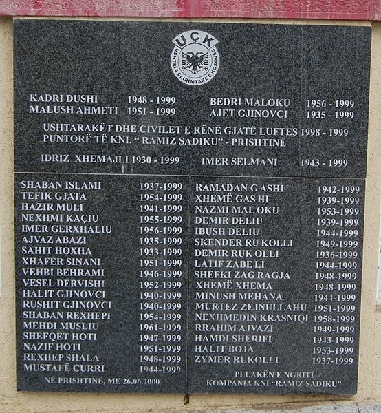Memorial Killed Soldiers Kosovo Liberation Army