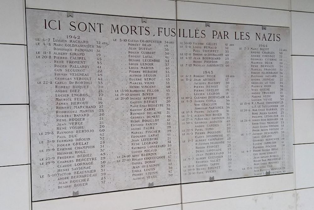 Memorial Executions Avenue de la Porte de Svres