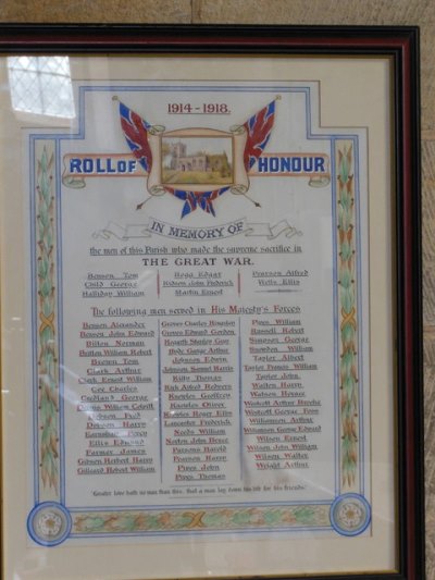 Roll of Honour St. Cuthbert Church