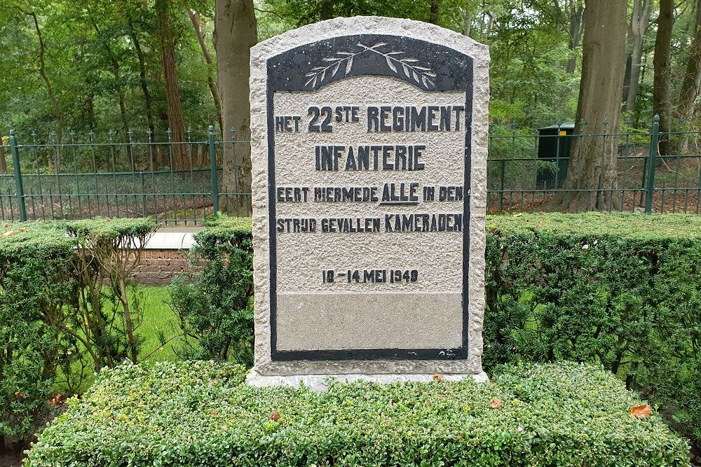 Monument 22e Regiment Infanterie Nederlandse Militair Ereveld Grebbeberg